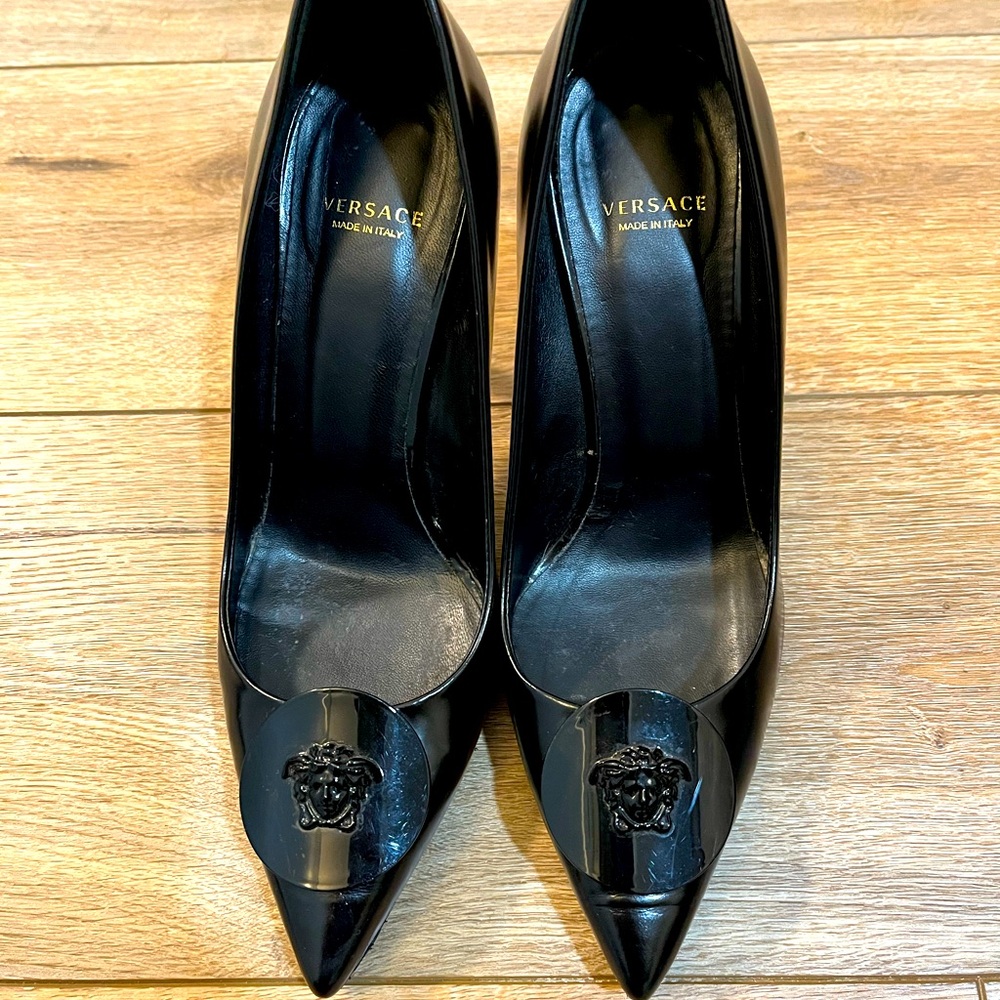 Black Versace Heels, like new!